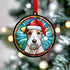 Fox Terrier in Santa Hat Suncatcher Decoration